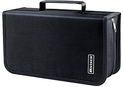 Bivisen CD/DVD Case Holder, 128 Capacity CD VCD Media Wallet, Storage, Holder, Booklet, Organizer (Black)