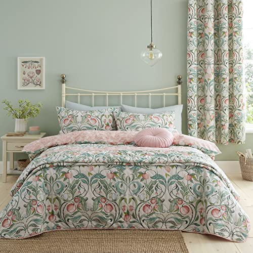 Catherine Lansfield Bedding Clarence Floral King Duvet Cover Set with Pillowcases Natural/Green