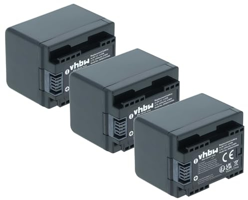 vhbw 3x batteria compatibile con Canon Legria HF R86, HF R806, HF R78, HF R88 videocamera camcorder (2400mAh, 3,6V, Li-Ion) con infochip