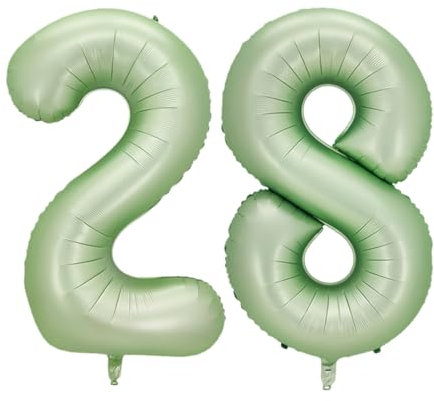 Guoguonb 40 Zoll Zahl 28. Geburtstag Deko Riesen Aufblasbar Helium Folienballon Nummer 28 Luftballons Personalisiertes Design Ballon für Gedenktag Geburtstag Dekoration (Wassermelone Grün)