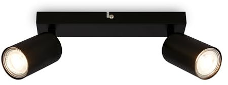 BRILONER - Deckenlampe schwenkbar, GU10 Fassung, max. 9 W, Deckenleuchte, Lampe, Wohnzimmerlampe, Schlafzimmerlampe, Küchenlampe, Deckenstrahler, Deckenbeleuchtung, Flurlampe, 25,5 cm, Schwarz