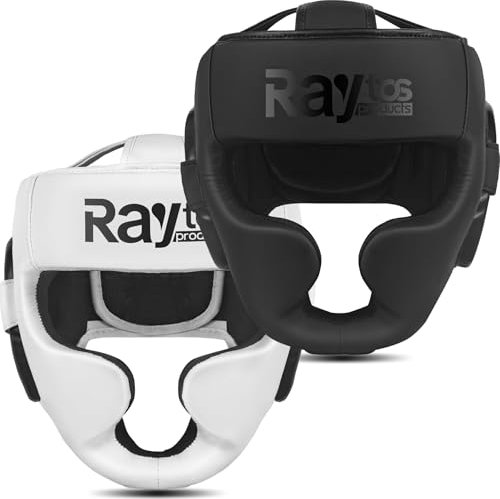 Raytos Boxing Headgear for Men Women – Professional Lightweight Open Face Head Guard, Breathable Protection, Secure Fit for MMA Muay Thai Kickboxing Sparring Training (Black)