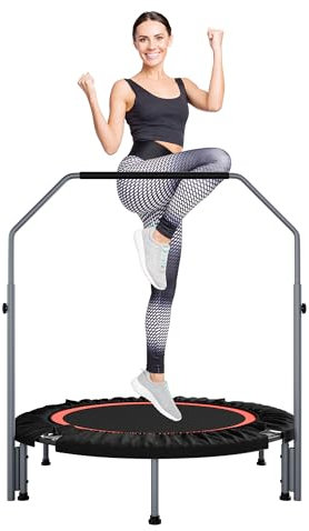 ALTLER 40/48 Foldable Mini Fitness Rebounder with Adjustable Foam Handle, Max Load 330/440 lbs, Indoor Cardio Exercise Rebounder for Adults