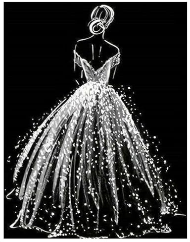 DCIDBEI Diamantmålning kvinna svart vit 40 x 50 cm 5D diamantmålning efter siffror kvinna svart vit kristall strass broderi korsstygn ornament balett ballerina balett bild duk