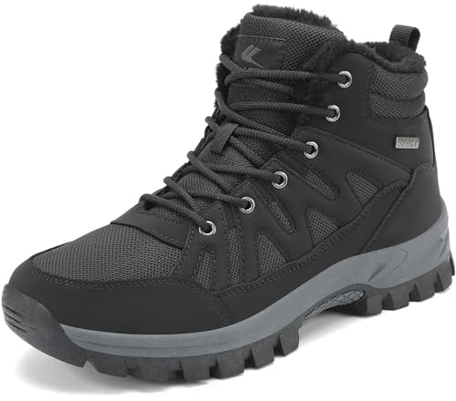 FLARUT Herren Winterstiefel Warm Gefüttert Wanderstiefel Schneestiefel Trekking Stiefel Schuhe Winterschuhe Wanderschuhe Schneeschuhe Outdoor(Schwarz,39)
