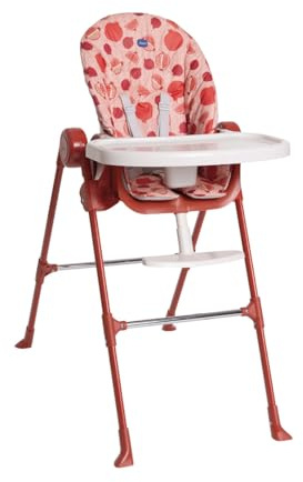 Chicco Polly Essential Trona para Niños, de 0 Meses a 15 Kg, 3 Posiciones de Reclinado, 7 Niveles de Altura, Reposapiés regulable, Cierre Compacto, Tejido de Poliéster Reciclado, Rojo