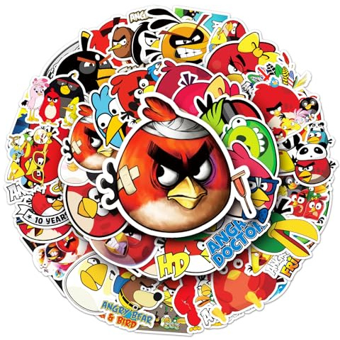 50 stycken Red Bird Laptop klistermärken, vattentäta PVC-klistermärken för skateboards, bärbara datorer, bilar och mer