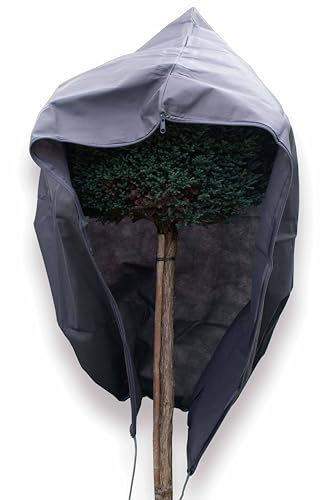 schlauchmeister 24 ... wir leiten's durch ... Premium XXL Winterschutz für Pflanzen grau Kübelpflanzen Winterschutzcover draußen Haube 80 x 100 cm Reißverschluss Zugband Pflanzenschutzhaube