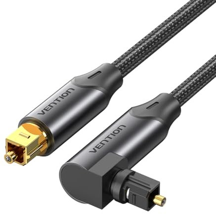 Vention Câble audio optique à angle droit Câble audio numérique Toslink numérique pour barre de son et TV,Câble optique plaqué or pour home cinéma,S/PDIF,PS4,Xbox,chaîne hi-fi (4.92FT/1.5Meter)