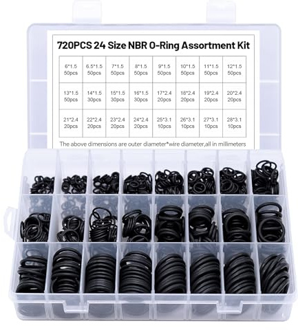 PWGHWG 740 Stück Dichtungsringe Set O-Ring Sortiment 24 Größen Dichtungen Nitrilkautschuk O-Ringe Dichtringe für Elektrische & Hydraulische Anwendungen
