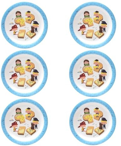 Bütic GmbH BlueBand Melamin Kinderteller, Flache Teller, Suppenteller mit Berufsmotiven, Artikel:6 Flache Teller blau