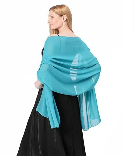 Makroyl Women Sheer Chiffon Shawls Wraps For Evening Dresses Party Lightweight Bridal Wedding Scarf Capes Soft Stole Cover Up