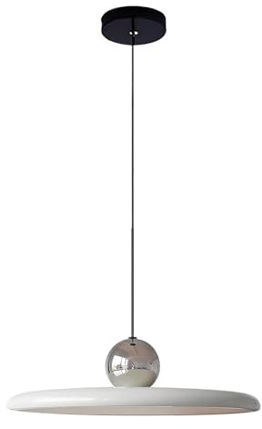 S-Cevada Lámpara Colgante Moderna 40cm LED Dimmable Lámpara Suspendida de Metal Vintage con Portalámparas de Color para Dormitorio Isla de Cocina Salón Pasillo Comedor (Plateado+Blanco)