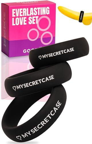 MySecretCase Set de 3 Anillos Pene - Anillo Peniano Retardante Ereccion, Cock Ring Hombre Testiculo, Cockring Hombres Testiculos Silicone, Retardantes Erección Silicona Pareja(Negro)