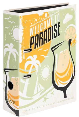 Falken Retro Mapp Paradise, Made in Germany, 8 cm bred DIN A4 svart innerspegel, glänsande laminerat ytteröverdrag Social Media 1 styck