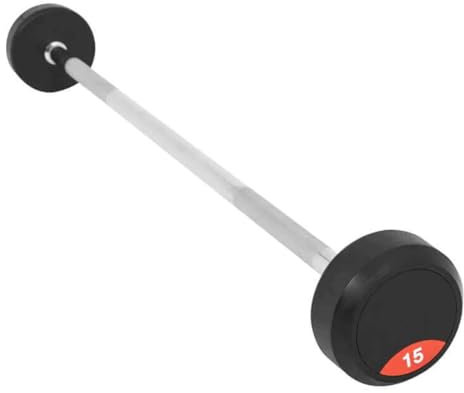 GORILLA SPORTS® Gummi Langhanteln - 10kg, 12,5kg, 15kg, 20kg, 25kg, 30kg, 35kg, 40kg, 45kg, 50kg Gewichte, mit/ohne Ablage, Stange verchromt und gerändelt - Rubber Barbells, Hantelset, Langhantel Set