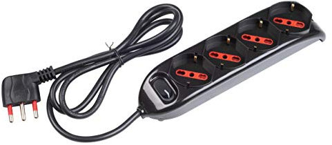 ROSI RS94073 Multipresa Emilia 4 posti, Nero, 4 prese schuko biv. 10/16A