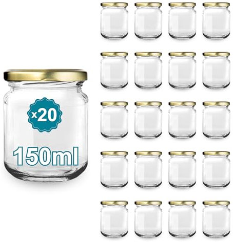 Espirito Rebelde Pack de 20 Pots à Confiture en Verre Vides 130ml- Bocaux en verre, Bocaux pour Conserves et Confitures, Pot a Miel en Verre, Pot a Yaourt, Pot Sauce- Marriage