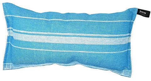 Jokipiin | 1 Saunakissen Lieblingskissen Reisekissen | Design: Linea | Maße: 40 x 22 cm, Leinen/Baumwolle | schadstofffrei Ökotex 100 | hergestellt in Finnland (türkis/weiß)