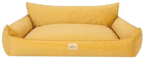 Bjird Hundebett - Hundekorb für kleine mittelgroße & große Hunde - Hundekissen - Hundesofa - Bezug abnehmbar und waschbar - Joker - Größe: XL/XXL: 132 x 106 cm - Gelb Fancy