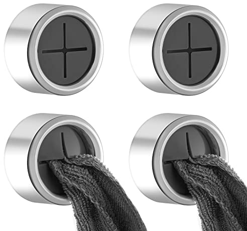 Prasacco 4 Pcs Tea Towel Holders Round Self-Adhesive Towel Hooks Push in Suction Hand Towel Holder for Kitchen Bathroom Home