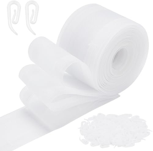 WEBEEDY 10.9 Yard Translucent Curtain Pleating Tape Transparent Wave Curtain Tape Pleat Tape Sewing Curtain Tape for Drapes