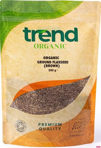 Trend Organic Ground Flaxseed (Brown), Milled Linseed Seeds, High in Protein, Rich in Fibre and Omega-3s, Certified Organic, Vegan, GMO-Free, No Additives, No Preservatives, Raw Whole Seeds, 500g