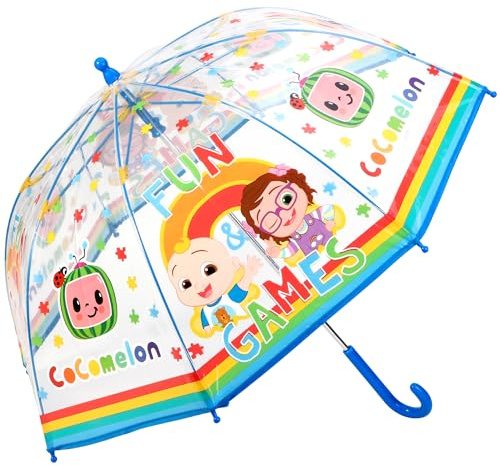 TDL Cocomelon Umbrella Kids Childrens Brolly POE Dome Transparent Lightweight Rain Cover