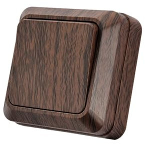 Interruptor de conmutación, de pared, madera veteada oscura, de 1 vía, mecánico, 86 mm, estándar, de 10 Amp, 250 V