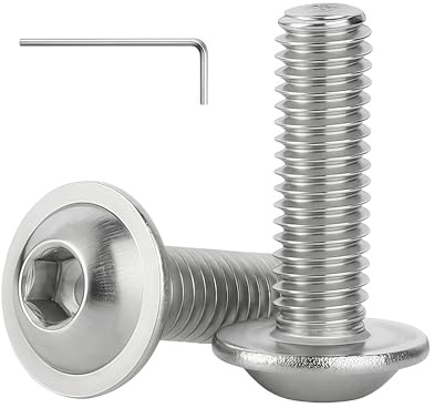 WZHUIDA Lot de 20 vis à tête bombée M8 x 25 mm en acier inoxydable avec bride, filetage complet à six pans creux avec clé
