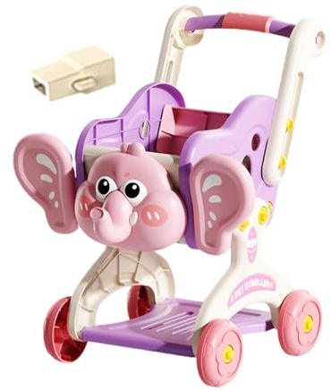 Colcolo Chariot de courses pour enfants, jouet éducatif pour les enfants d'âge préscolaire, Rose