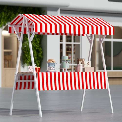 HARELA Genérico Puesto De Mercado con Toldo, Carrito De Comida Móvil, Carrito De Vendedor De Comida, Puestos Plegables, para Venta De Alimentos, ferias y promociones corporativas(Red,130cm/51.2in)