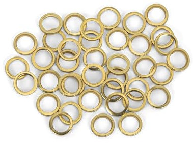 FD-Workstuff Assortimento di 50 Anelli di Fissaggio Ø 9/10/11/12/13 mm in Ottone e Acciaio con Rondelle: Ideali per il Sollevamento di Porte e Evitare Danneggiamenti al Pavimento