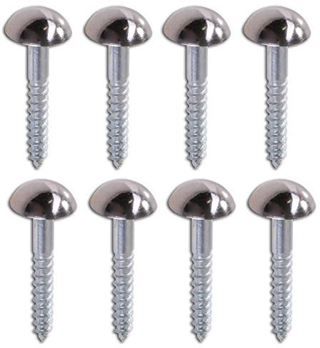 8X Chrome Domed Cap Mirror Screws - 8mm x 1.25