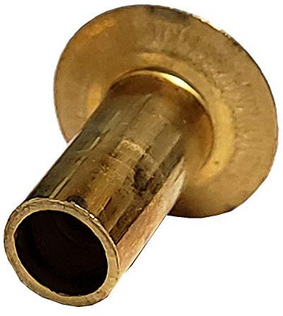 22-4 Brass SEMI-Tubular Rivet - 9/64 Body Diameter X 1/4 Length, .296 Head Diameter, 3/16 Hole Depth, Plain Finish (Pack of 50 Pieces)