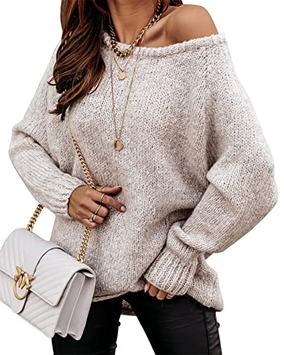BTFBM Women's Oversized Long Sleeve Ribbed Knit Sweater - Solid Apricot, Large