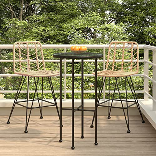 MOONAIRY Barhocker 2 STK Barhocker Outdoor Wetterfest, Barstühle, Gartenstuhl, Balkonstuhl, 45x56x103,5 cm PE-Rattan und Stahl