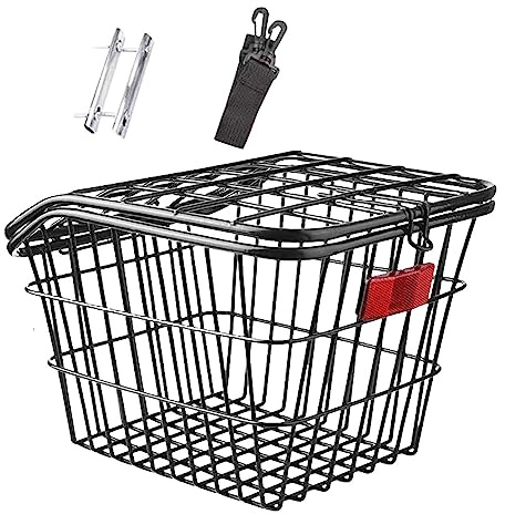 Milageto Cestino per Bici Posteriore, Cestino per Bicicletta, con Coperchio, Grande capacità, Cestino per portabiciclette, Portapacchi per Biciclette per