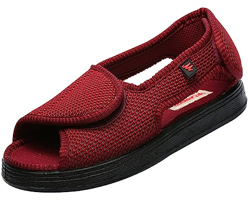 AZMAHT Scarpe Ortopediche Donna Scarpe Diabetici Estive Scarpe Piedi Gonfi Donna Pantofole per Anziani Donna Scarpe per Diabetici Donna Scarpe Ginnastica Donna Estive,Rosso,37