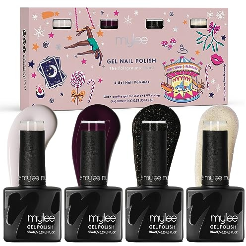 Mylee Gel-Nagellack Set 4x10ml [The Fairground] Maniküre, Pediküre UV/LED Lack für den Professionellen Gebrauch im Salon sowie zu Hause [Weihnachten 2023] - Lang Anhaltend und Einfach Aufzutragen
