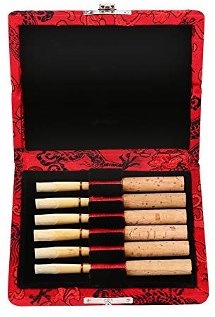 Estuche Profesional para Ca?as de Oboe de Madera con Cubierta de Tela de Seda - Caja de Almacenamiento para 6 Unidades Color Rojo