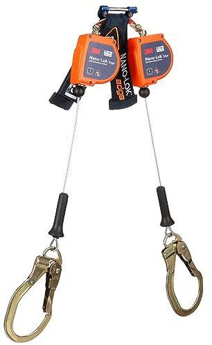 3M DBI-SALA Nano-Lok Edge Twin-Leg Personal Self-Retracting Lifeline 3500276, Cable, Steel Rebar Lock Hook, 8 ft. Class 2, ANSI