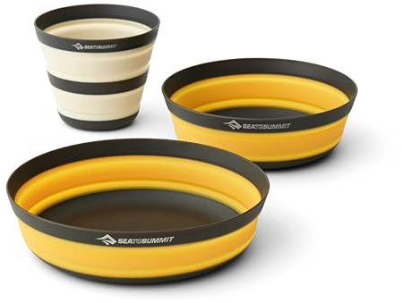 SEA TO SUMMIT - Frontier Dinnerware Set - Ultraleichtes, zusammenfaltbares Geschirrset - 1 Person, 3-teilig - 1 Camping-Becher, 1 mittelgroße & 1 große Schüssel - BPA-frei - aus Silikon - 197 g