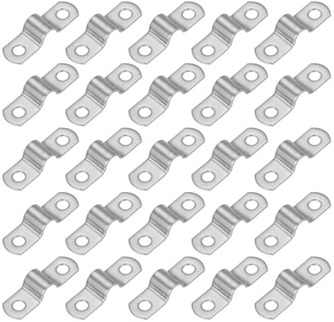 PATIKIL 8 mm (1/3 tum) styvt rörrem, 25 st 304 rostfritt stål ledningsklämma 2 hål tjockare U-fäste rörklämma rörrem för rörkabel kabelfixering