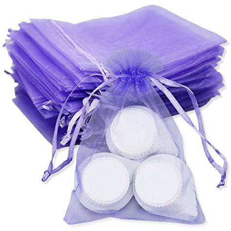 REBECASKYENS 50 Stück Organza-Beutel, 9 x 12 cm, Schmuckbeutel, Organza-Beutel, kleine Geschenktüten, Hellviolett, für Babyparty, Hochzeit, Kindergeburtstag, Party, Weihnachten