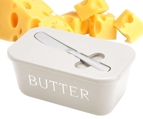 Anloximt Contenitore per Burro da Banco - Copriburro | Conserva Formaggi Ermetica con Coltello per Cucina Campeggio Ristorante Frigorifero