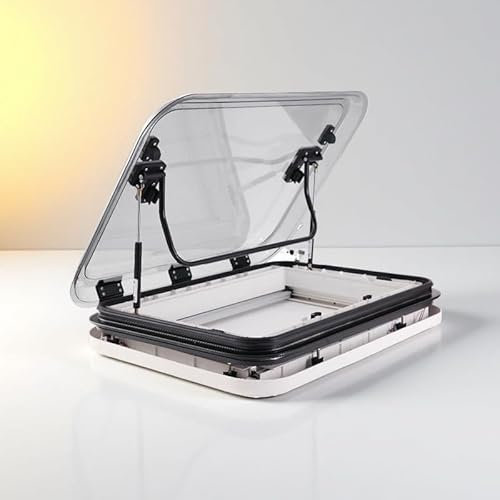 JIANGYUXINLI Campervan Skylight Roof Vent,Skylight roof window,Caravan roof vent w/LED light Compatible with RV Camper Food Truck Motorhome Roof Sunroof Fit, Opening Angle: 70°