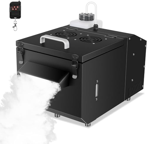 Telbum 1200W Low Lying Fog Machine, Wedding Water Based Ground Fog Machine with Remote Control, DMX 512, Timer Function, Manual Control, Professional Smoke Machine for Halloween, Party, DJ Stage