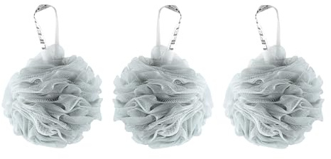 Lifeforce Spugna di luffa da 60 g/pezzo, spugna esfoliante da bagno per il corpo, set di 3 luffa, colore fiore (grigio chiaro)