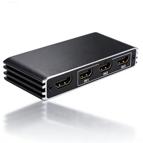 LICAEVEY 4K 120Hz HDMI Er, 3 in 1 Out HDMI Box med Fjärrkontroll, Auto Switching Selector för TV Monitor Hemmabio